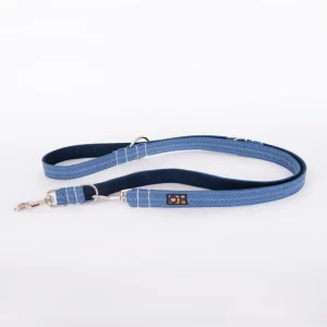 Oscar & Hooch Eco SoftFit range dog lead double clip large denim blue