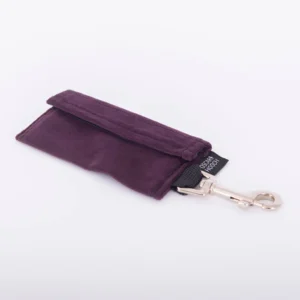 Neon Purple Velvet dog poop container for walks front